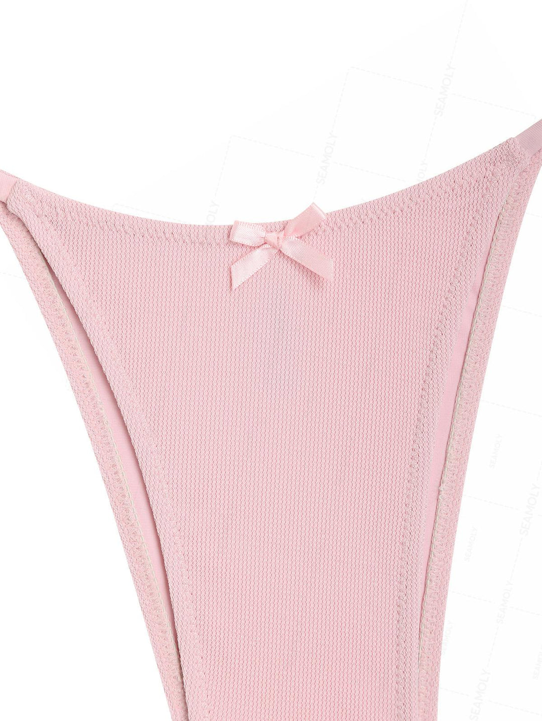 Seamolly Lurex Glitter Sparkly Lace Bowknot Tie Side Tankini Set