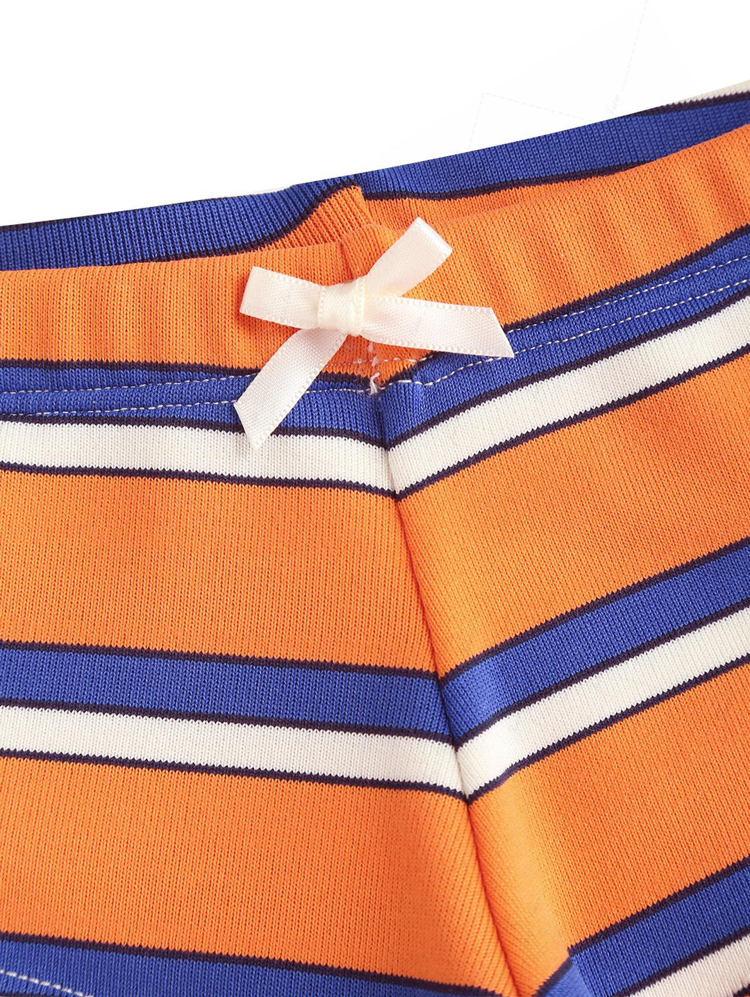 Orange Striped Bowknot Halter Triangle Cheeky Boyshorts Bikini Set