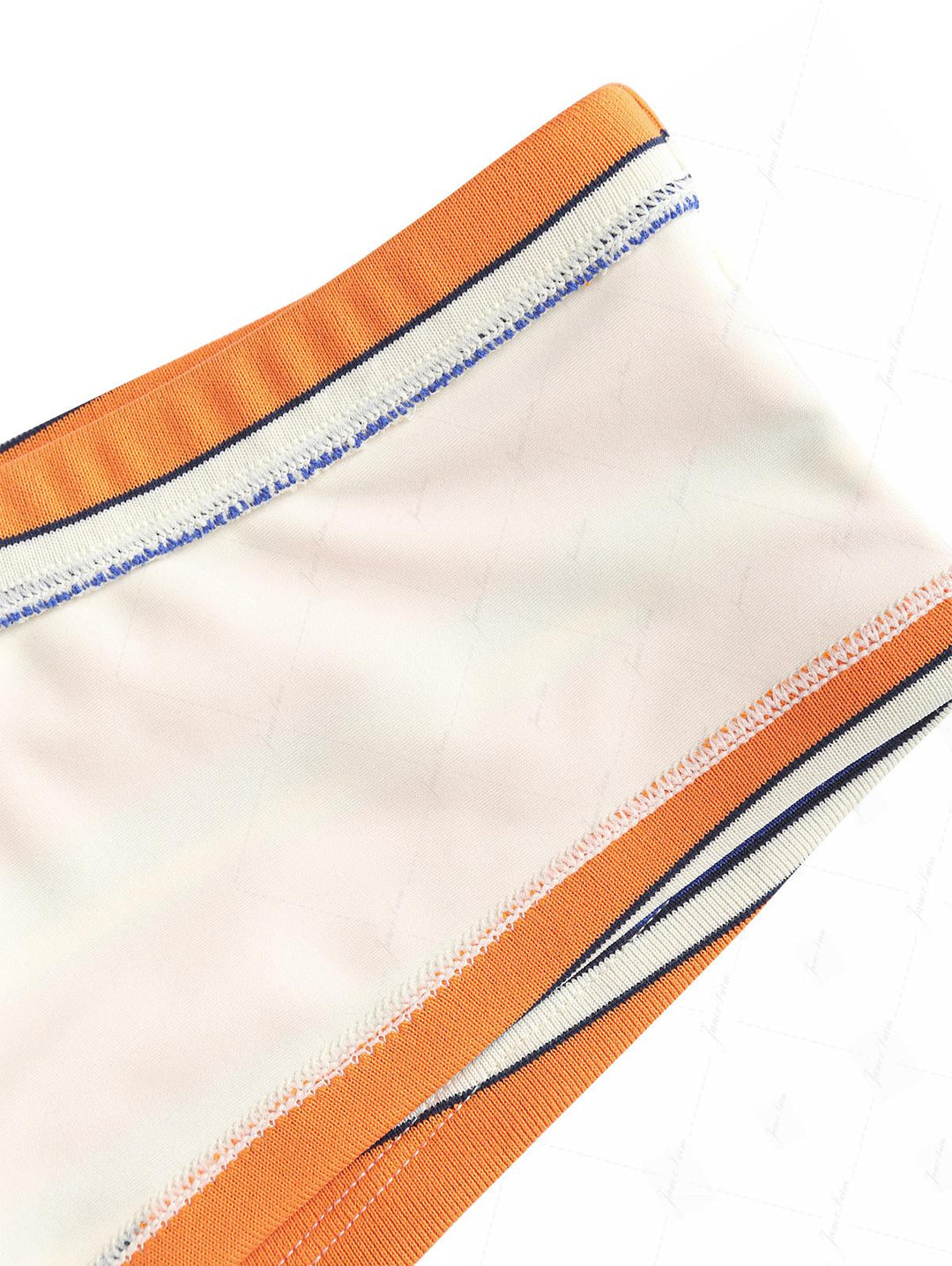 Orange Striped Bowknot Halter Triangle Cheeky Boyshorts Bikini Set