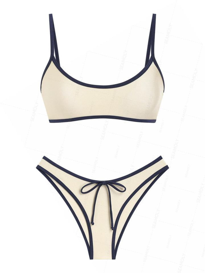 Seamolly Contrast Binding Tank Style Cheeky Bikini Set