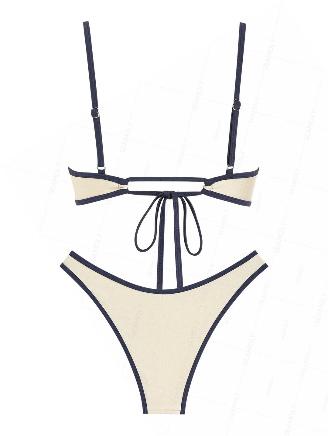 Seamolly Contrast Binding Tank Style Cheeky Bikini Set