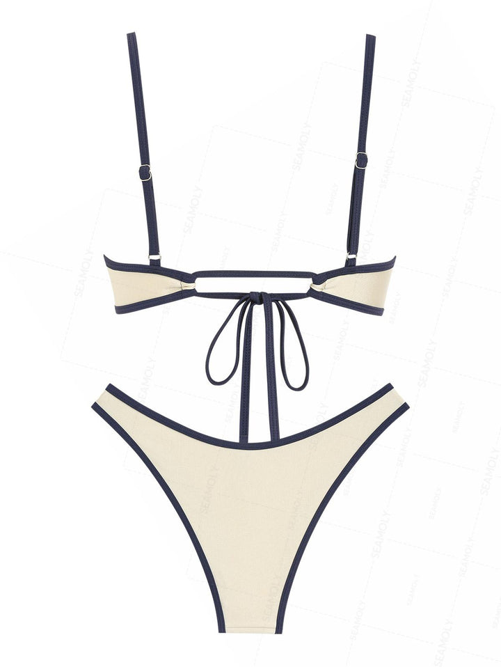 Seamolly Contrast Binding Tank Style Cheeky Bikini Set