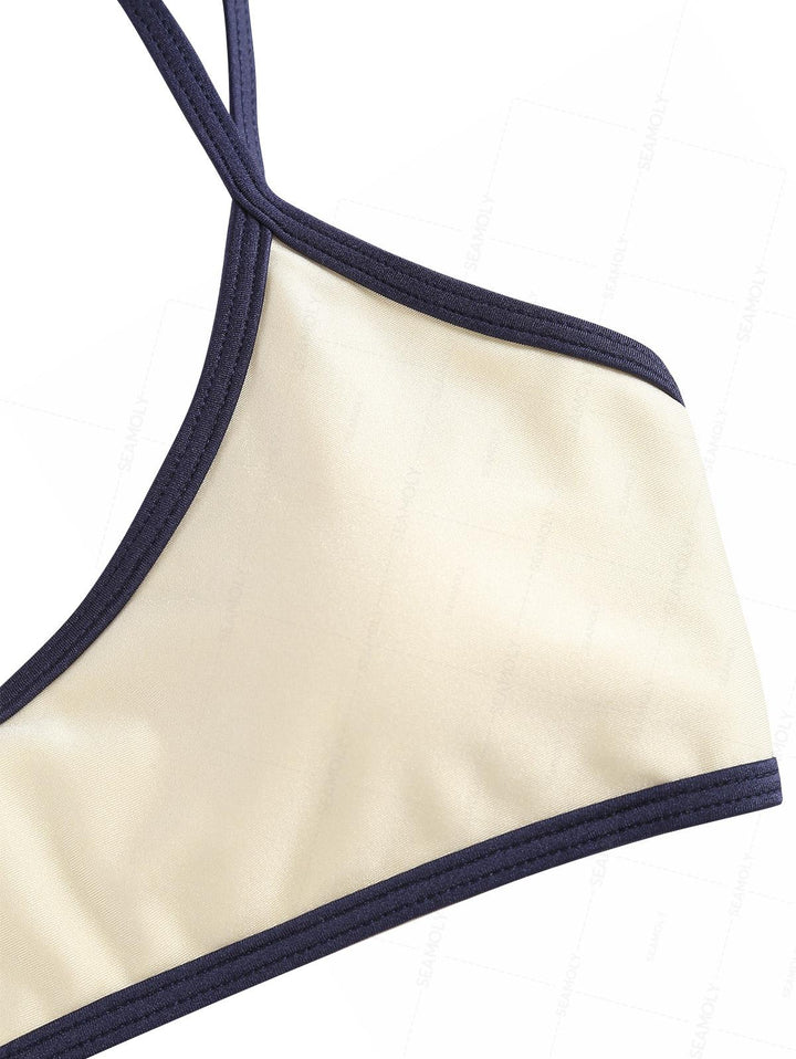 Seamolly Contrast Binding Tank Style Cheeky Bikini Set
