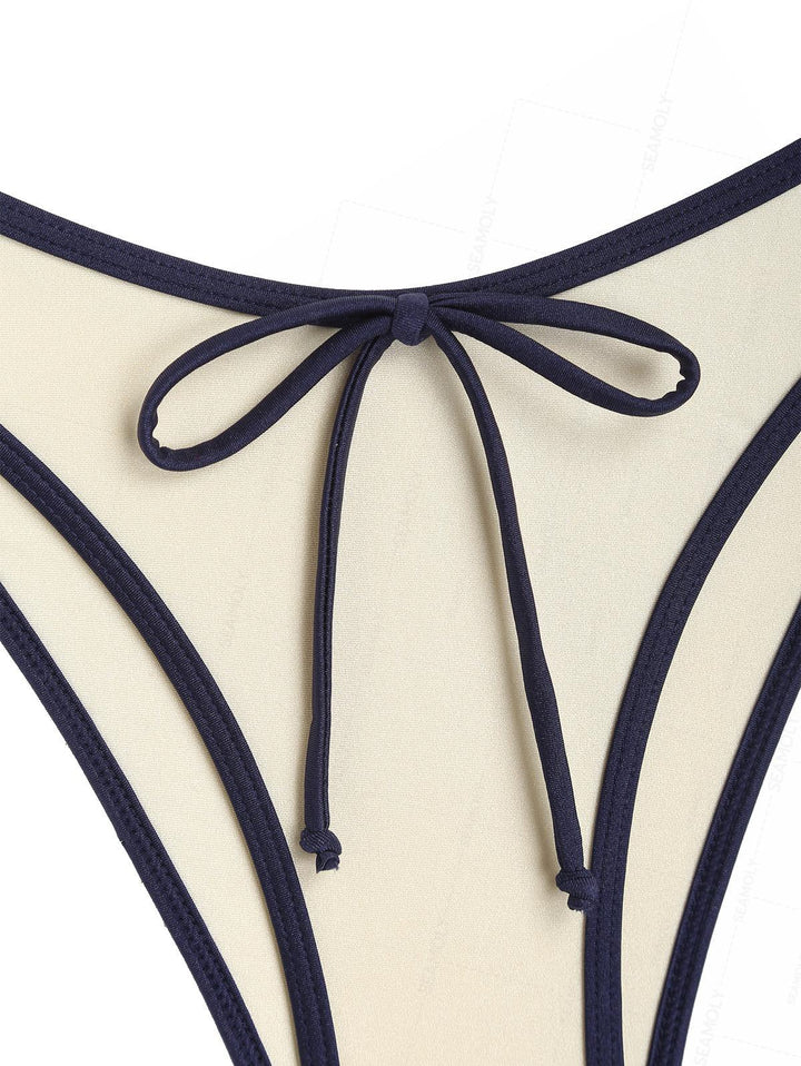 Seamolly Contrast Binding Tank Style Cheeky Bikini Set