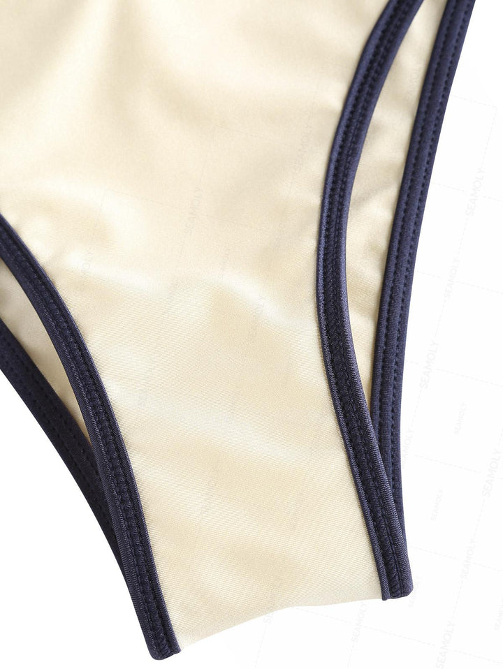 Seamolly Contrast Binding Tank Style Cheeky Bikini Set