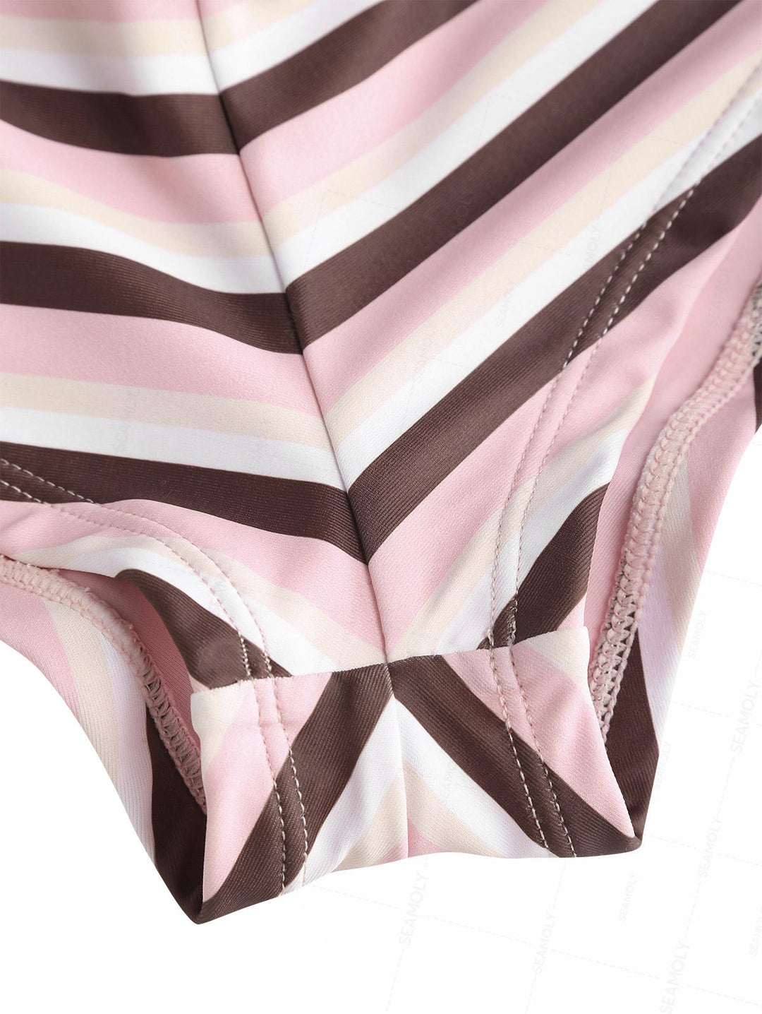 Seamolly Striped Halter Cutout Tied Side Cheeky Boyshorts Tankini Set