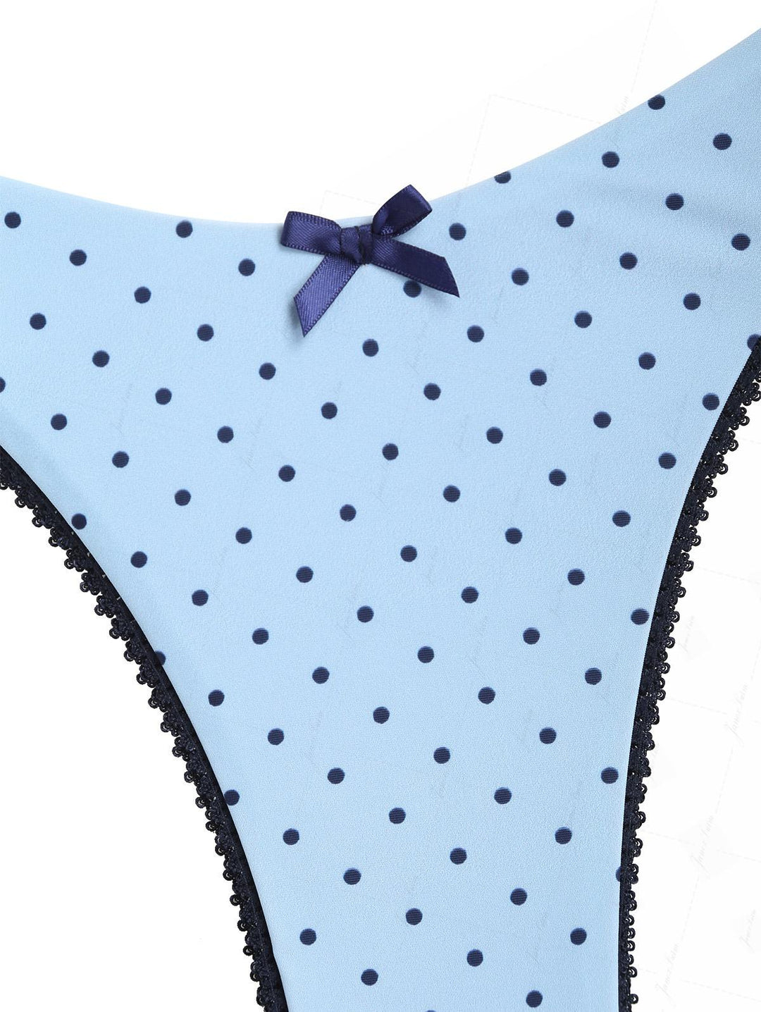 Light Blue Polka Dot Lace Bowknot Underwire Bikini Set