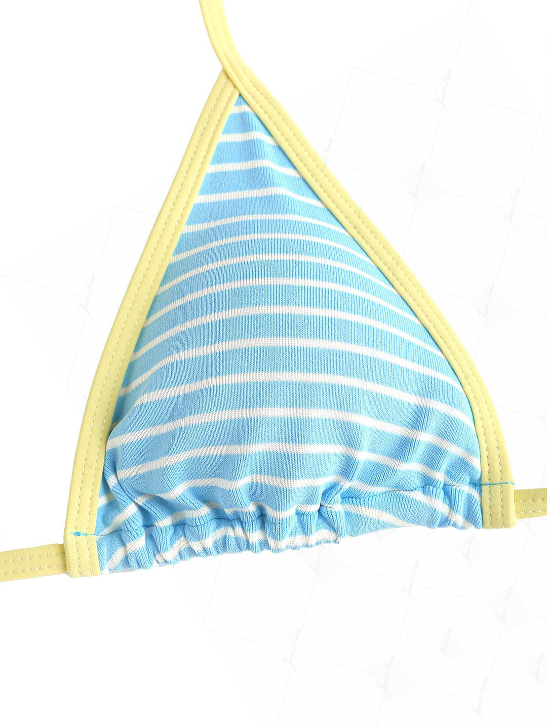 Sky Blue Striped Contrast Binding Triangle Cheeky Boyshorts Bikini Set