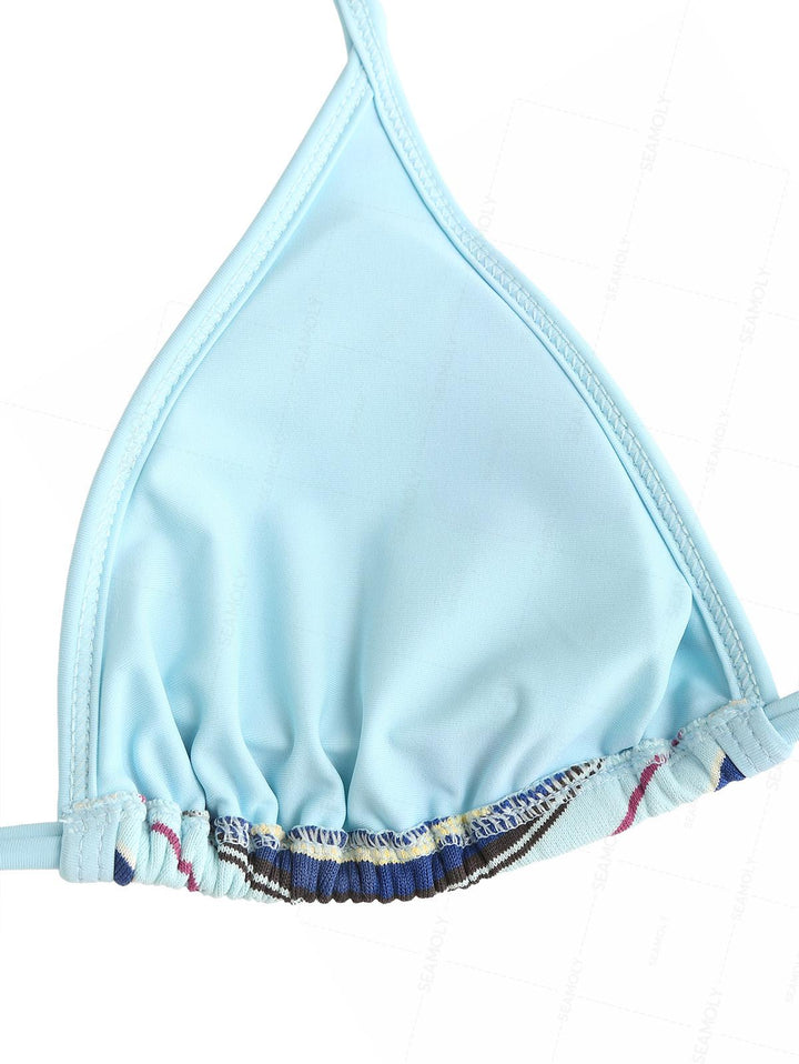 Seamolly Striped Contrast Binding Cheeky Boyshorts Bikini Set