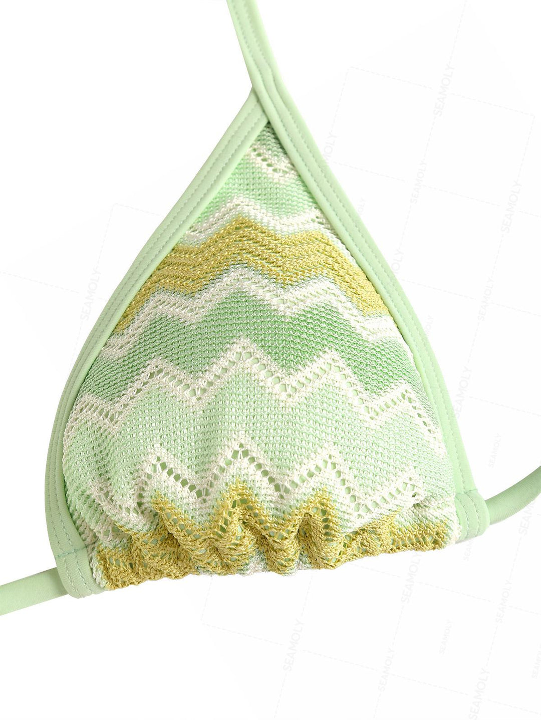 Seamolly Crochet Chevron Contrast Binding Cheeky Boyshorts Bikini Set