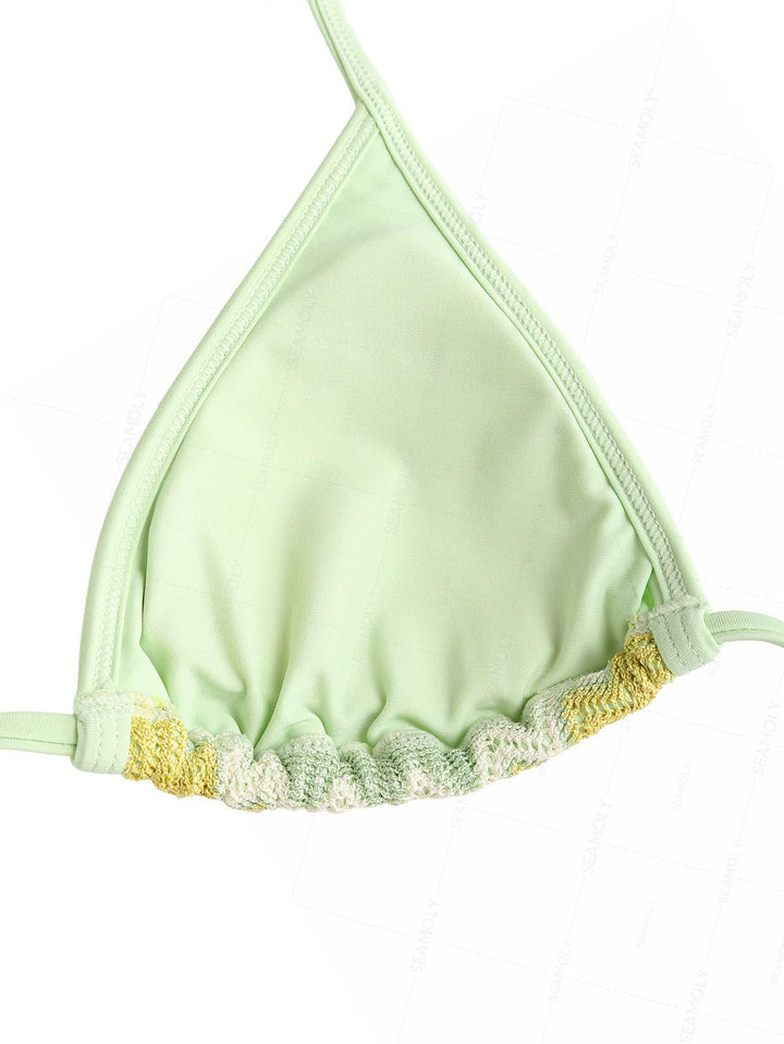 Seamolly Crochet Chevron Contrast Binding Cheeky Boyshorts Bikini Set