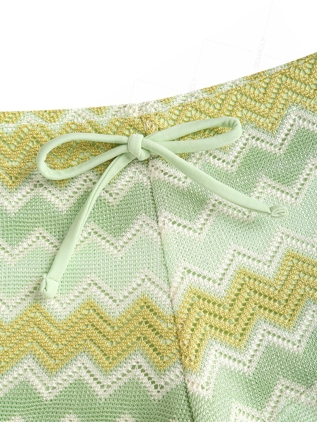 Seamolly Crochet Chevron Contrast Binding Cheeky Boyshorts Bikini Set