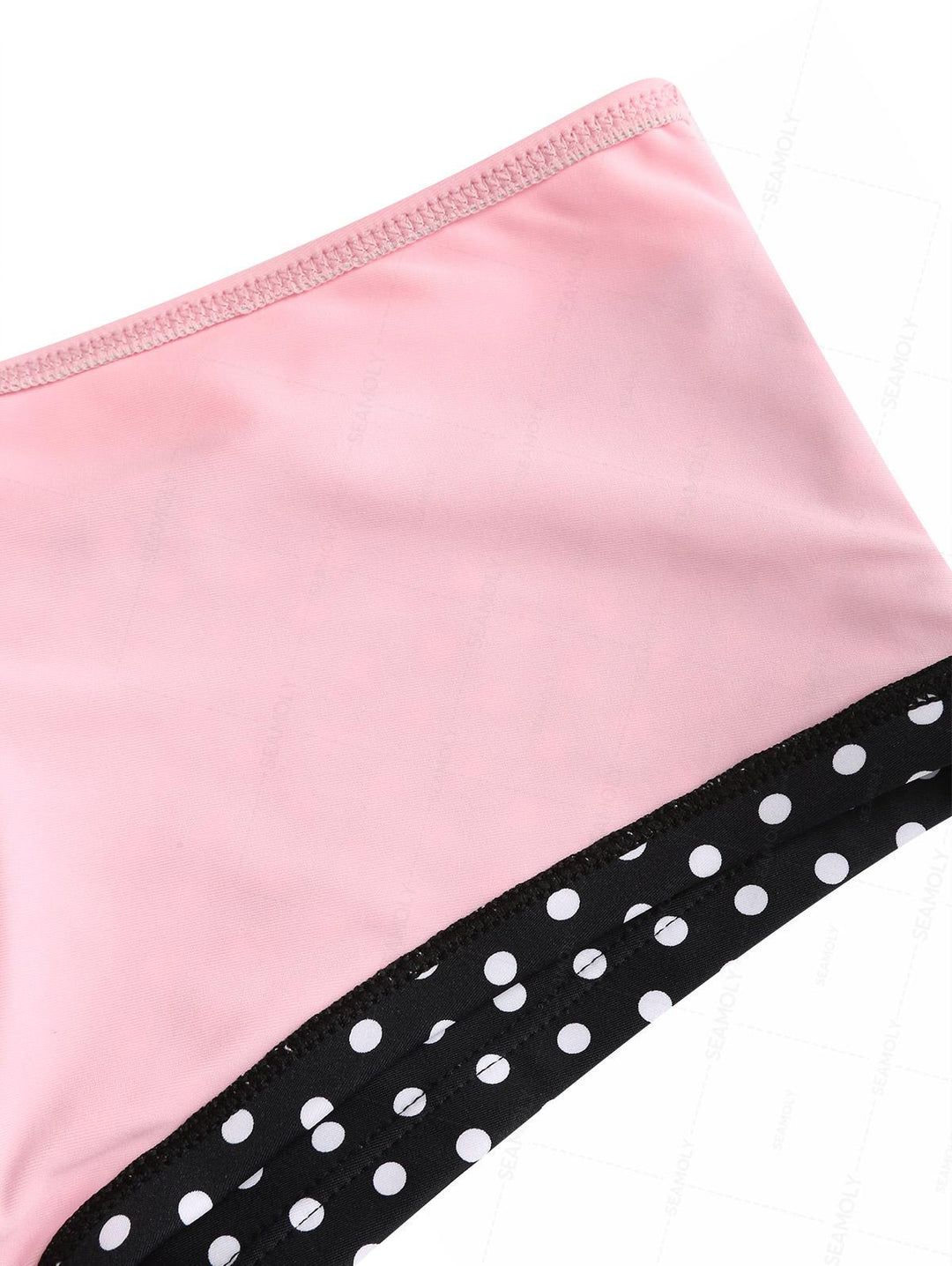 Seamolly 3 Piece Contrast Color Polka Dot String Double Layer Cheeky Boyshort Bikini Set