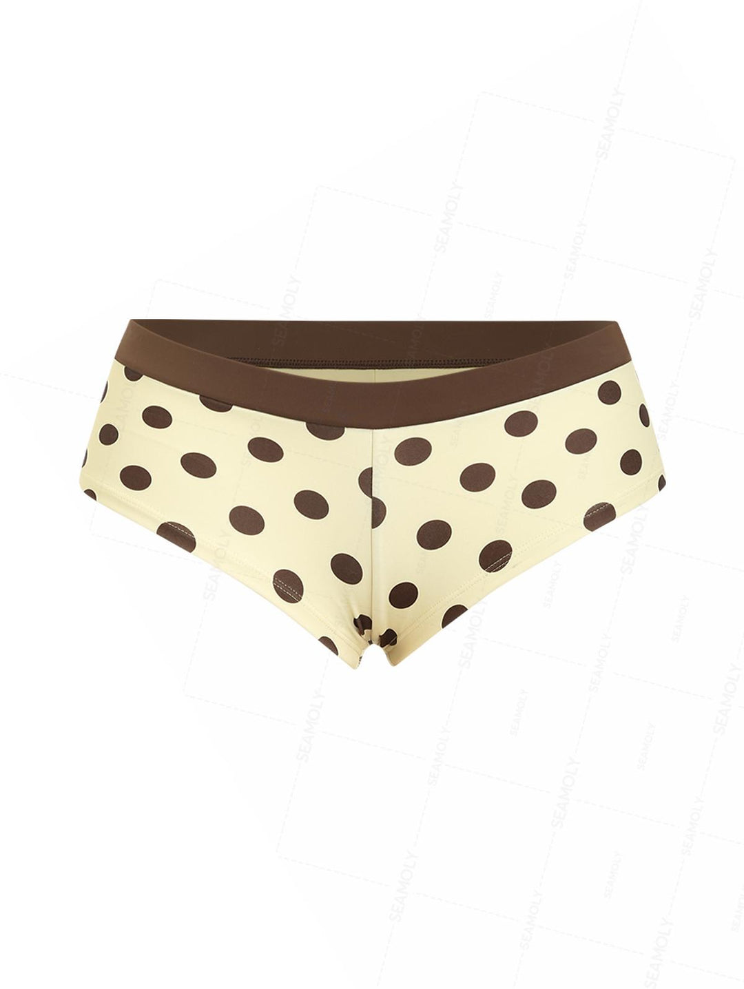 Seamolly 3 Piece Contrast Color Polka Dot String Double Layer Cheeky Boyshort Bikini Set