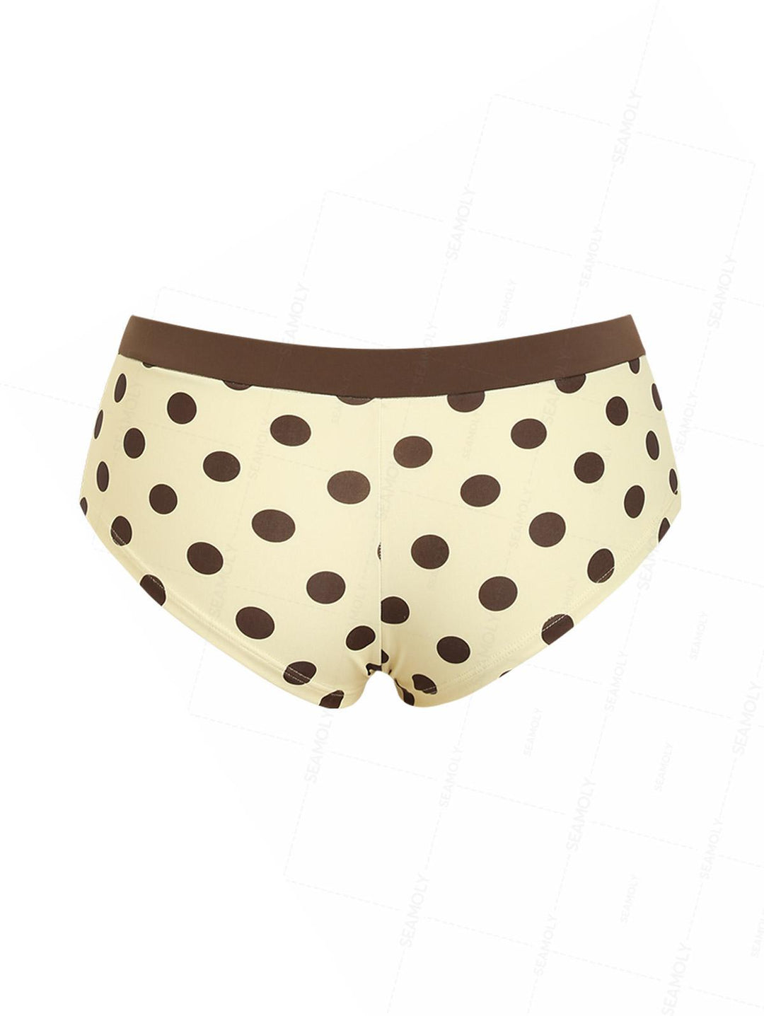 Seamolly 3 Piece Contrast Color Polka Dot String Double Layer Cheeky Boyshort Bikini Set