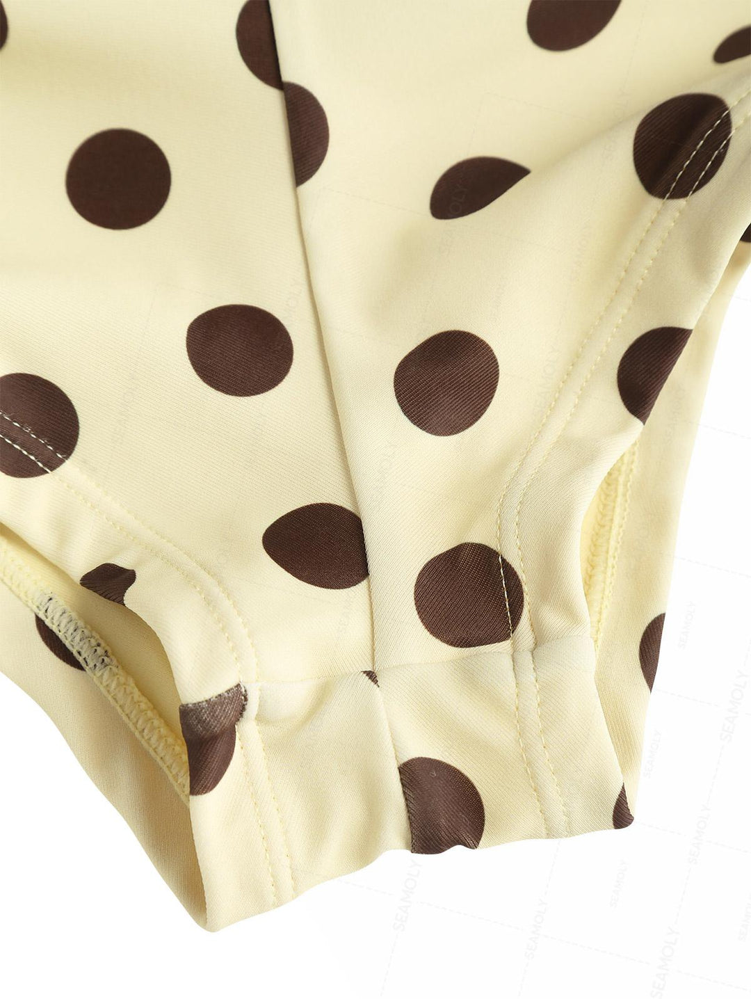 Seamolly 3 Piece Contrast Color Polka Dot String Double Layer Cheeky Boyshort Bikini Set