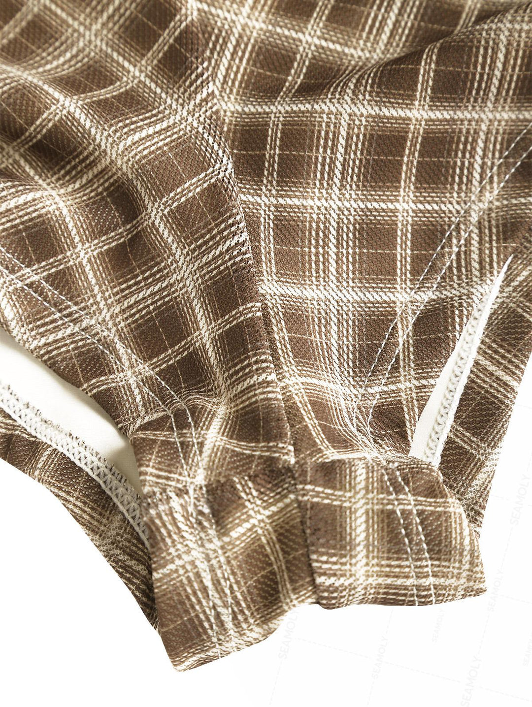 Seamolly Plaid Bowknot Bikini Bottom Cheeky Swim Boyshorts