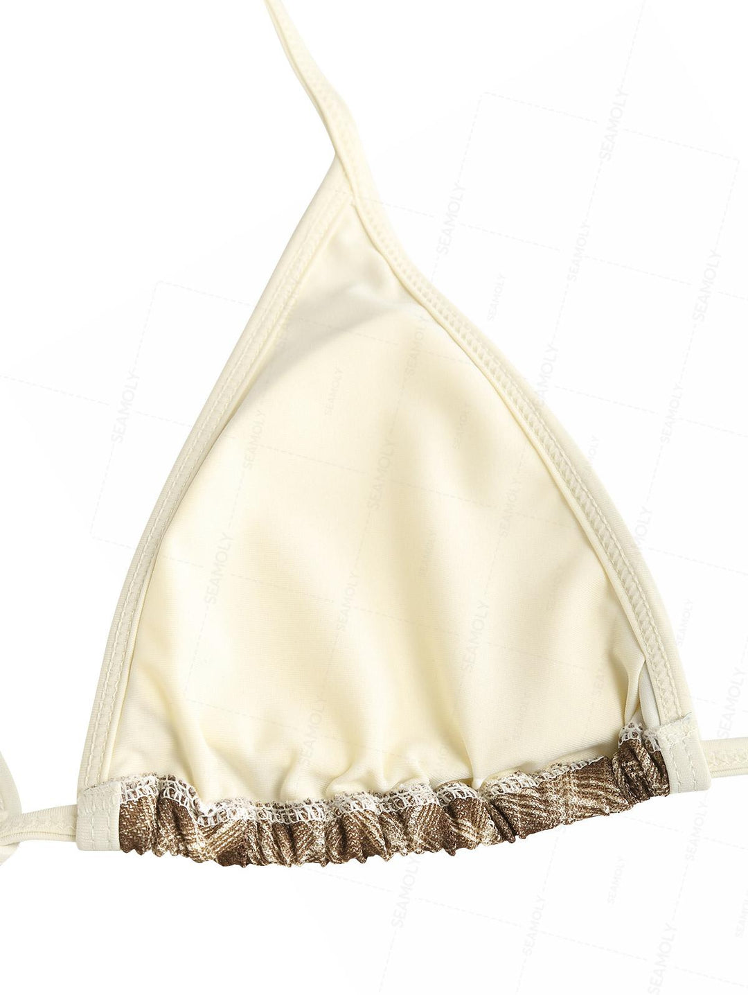 Seamolly 3 Piece Plaid Contrast Binding Triangle String Cheeky Boyshort Bikini Set
