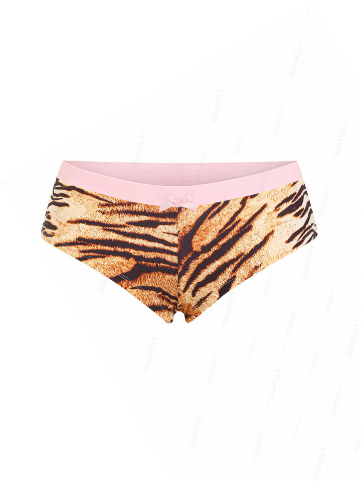 Seamolly Animal Tiger Print Bikini Bottom Cheeky Swim Boyshorts