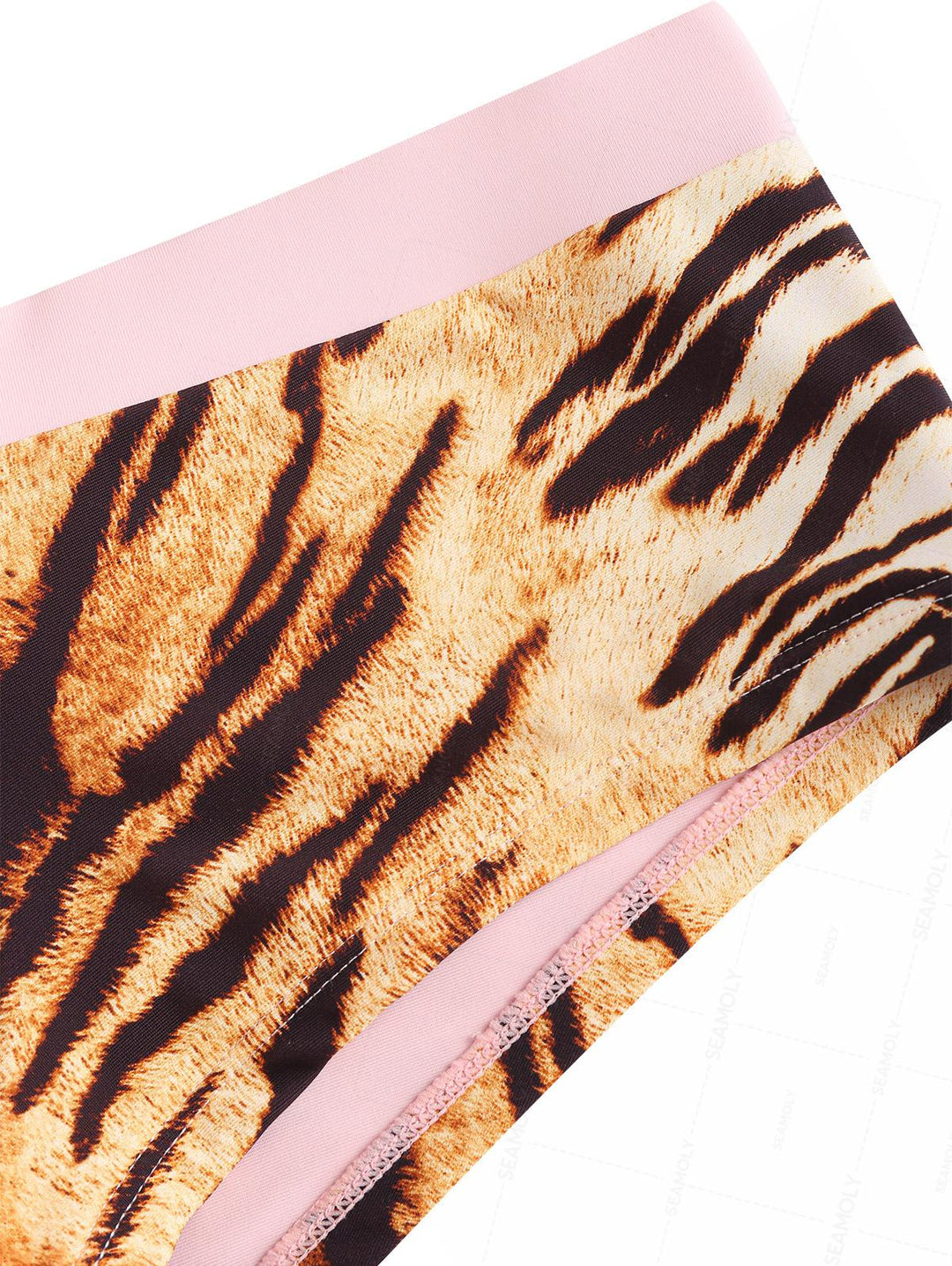 Seamolly Animal Tiger Print Bikini Bottom Cheeky Swim Boyshorts