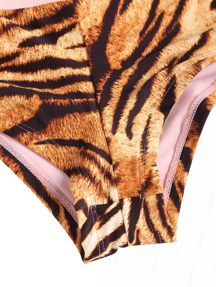 Seamolly Animal Tiger Print Bikini Bottom Cheeky Swim Boyshorts
