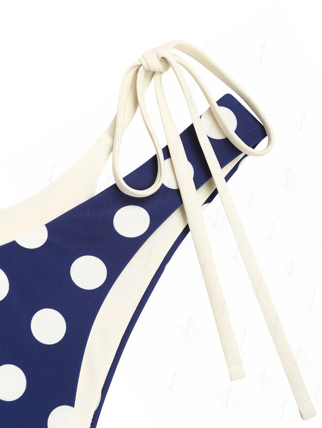 Deep Blue Polka Dot Print O Ring Double Layer Bikini Set