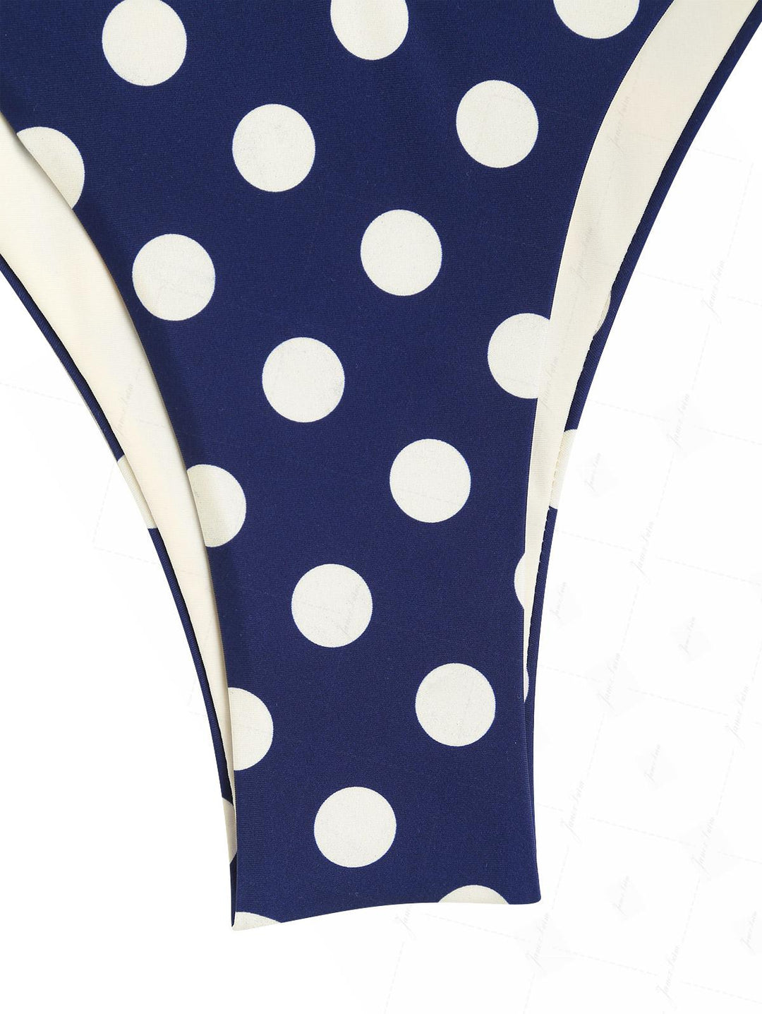 Deep Blue Polka Dot Print O Ring Double Layer Bikini Set