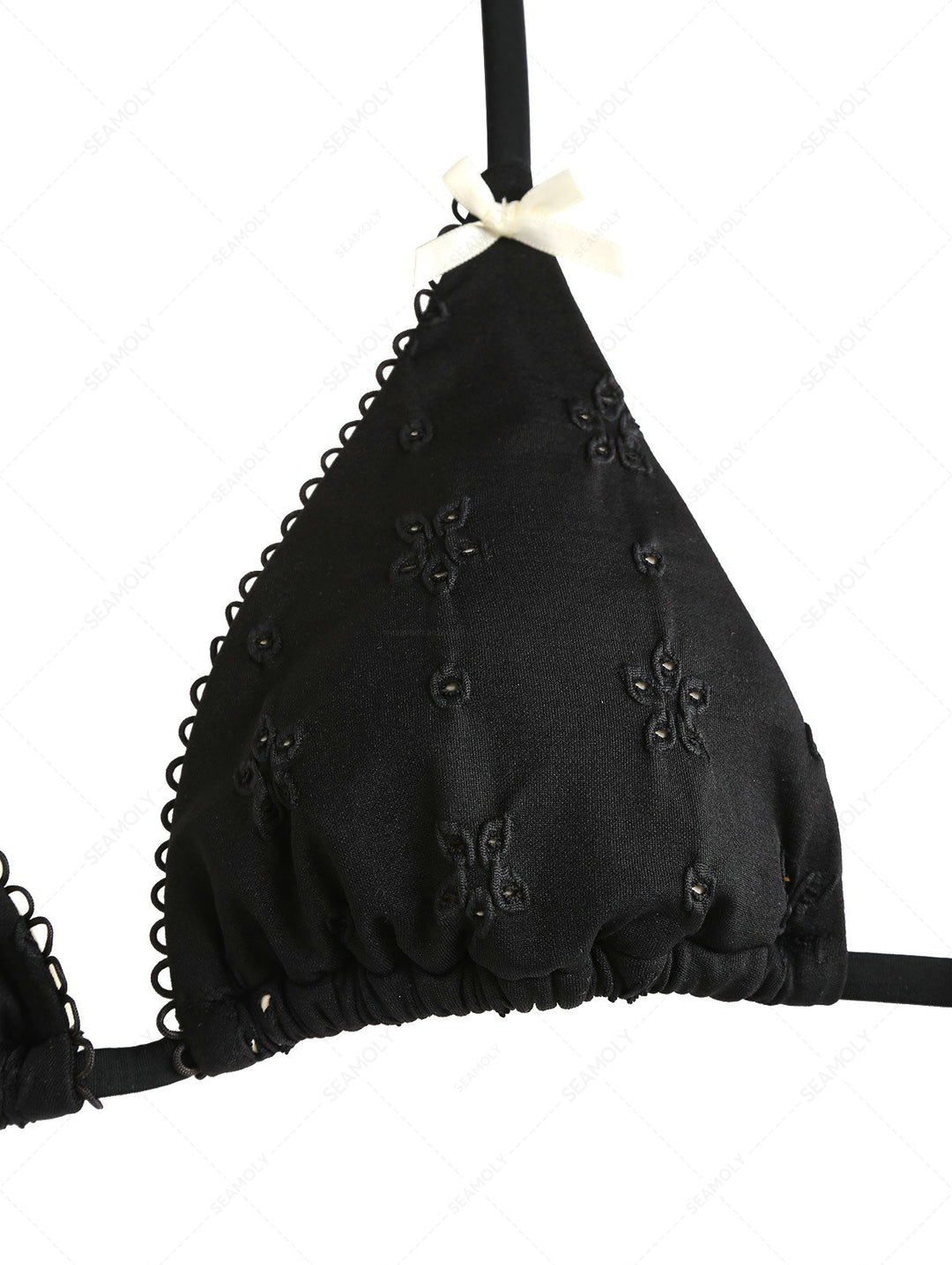 Seamolly Recycled Fabric Jacquard Picot Bowknot Triangle Bikini Set