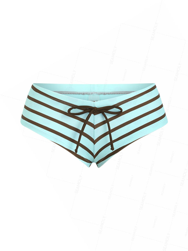 Seamolly 3 Piece Multiway Polka Dot Striped Triangle Brazilian Cheeky Boyshort Bikini Set