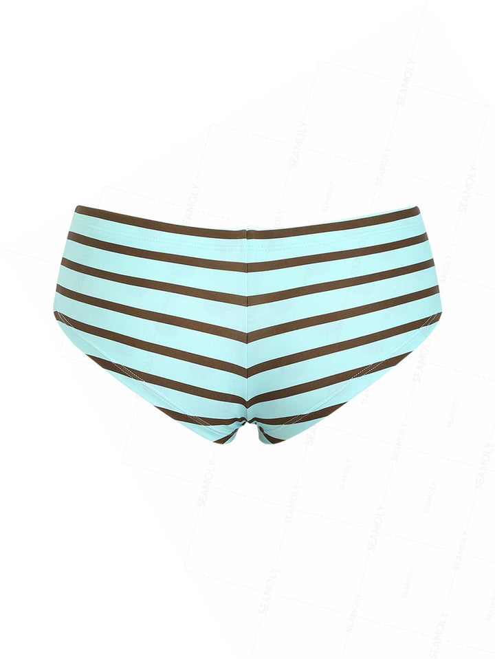 Seamolly 3 Piece Multiway Polka Dot Striped Triangle Brazilian Cheeky Boyshort Bikini Set