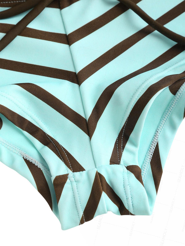 Seamolly 3 Piece Multiway Polka Dot Striped Triangle Brazilian Cheeky Boyshort Bikini Set