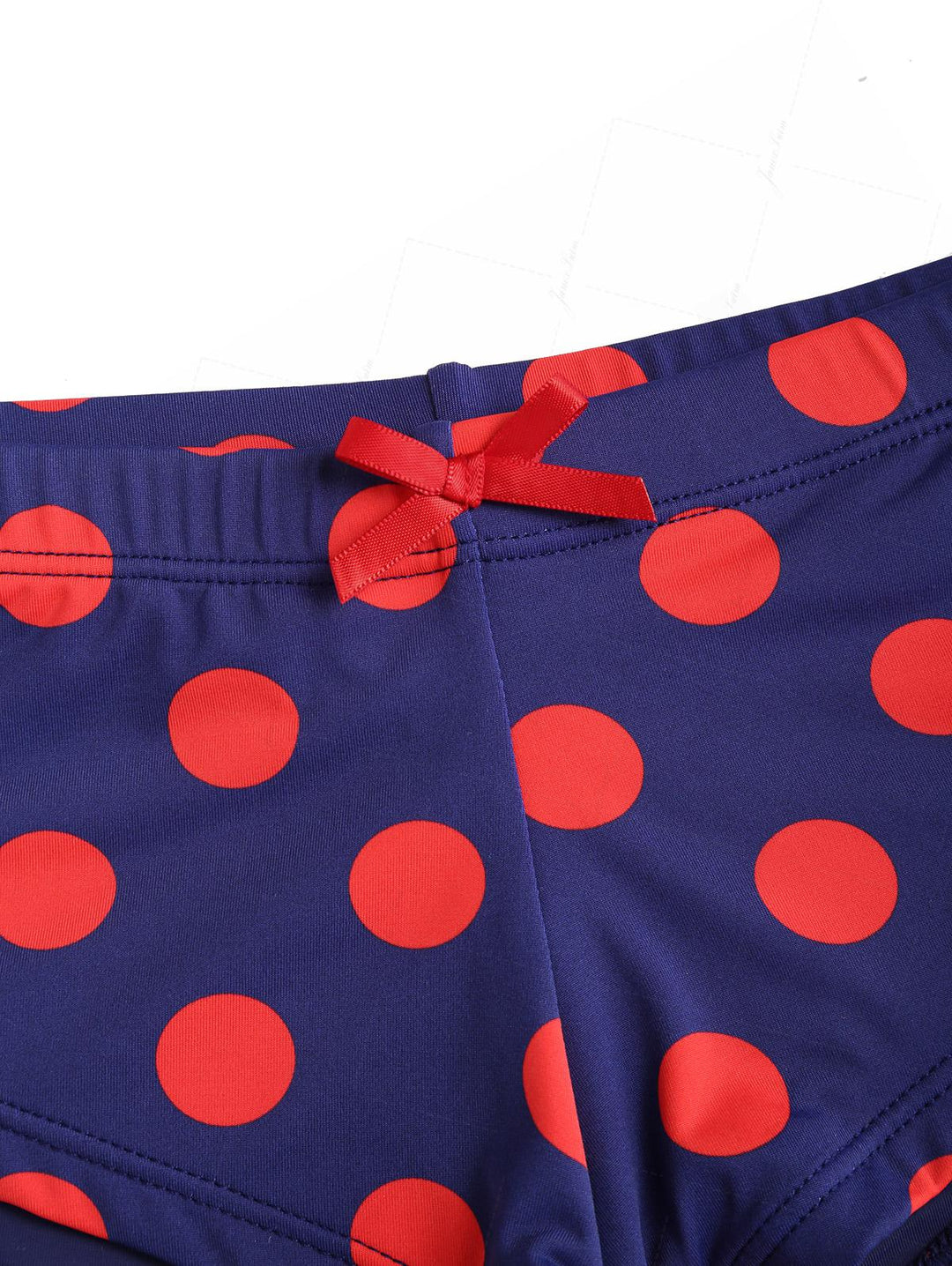 Midnight Blue Polka Dot Print Plunging Neck Cheeky Boyshorts Tankini Set