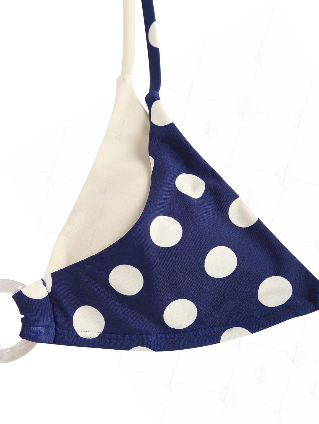 Deep Blue Polka Dot Print O Ring Double Layer Top & Cheeky Boyshorts Bikini Set