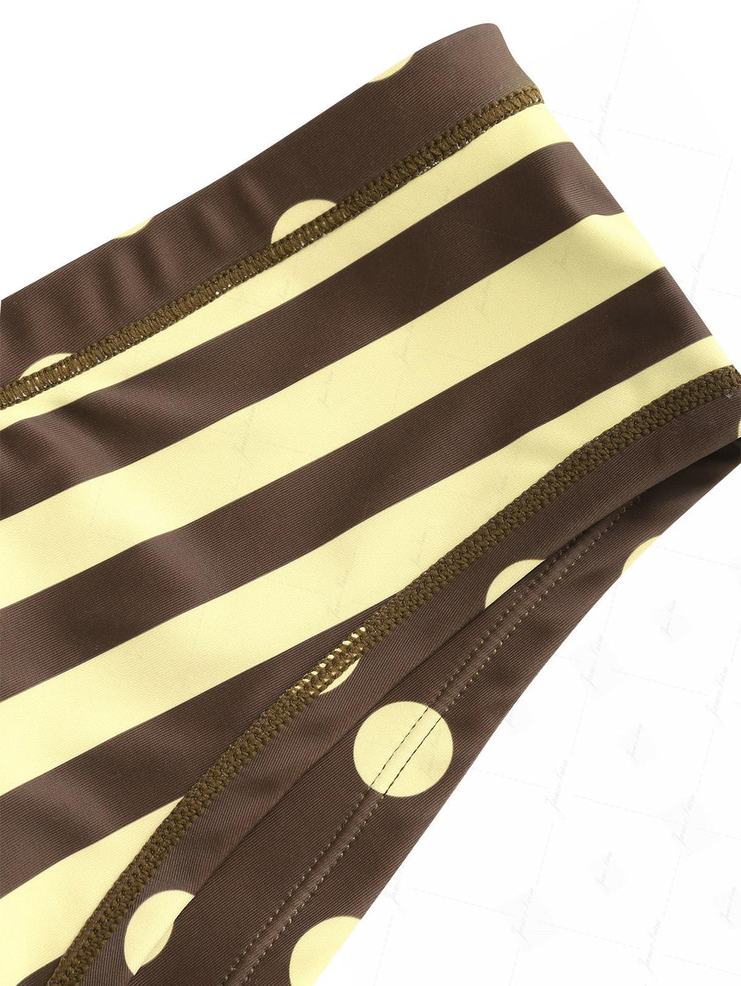 Coffee Striped Polka Dot Halter Tied Back Reversible Top & Cheeky Boyshorts Tankini Set