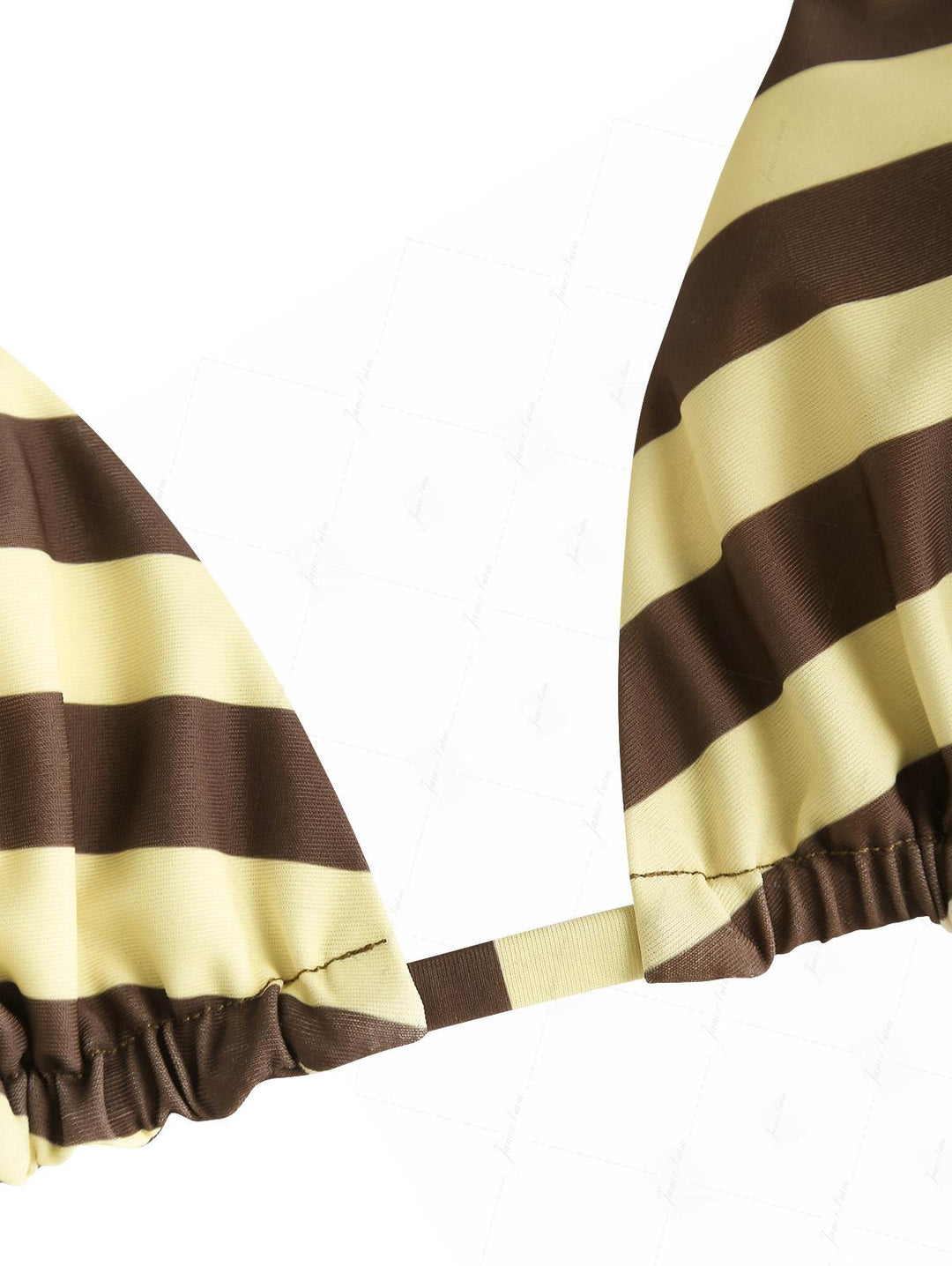 Coffee Striped Polka Dot Halter Triangle Top & Cheeky Brazilian Bottom Reversible Bikini Set