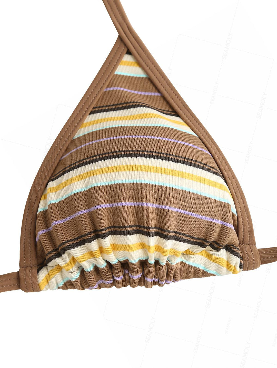 Seamolly Knit Striped Contrast Binding Cheeky Boyshorts Bikini Set