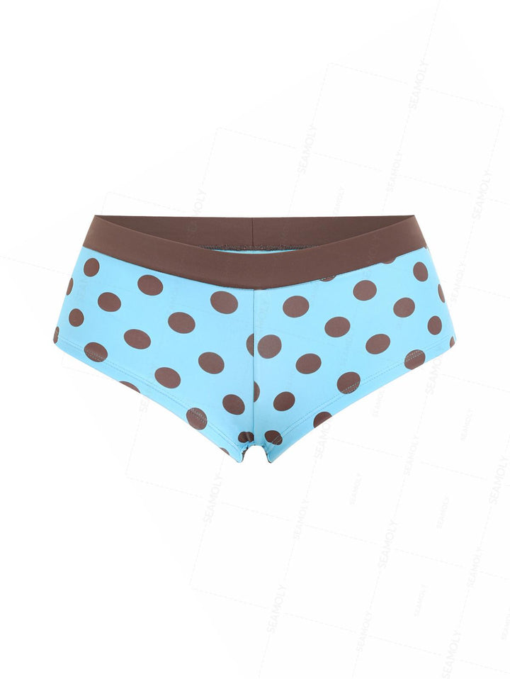 Seamolly Polka Dot Print Bikini Bottom Cheeky Swim Boyshorts