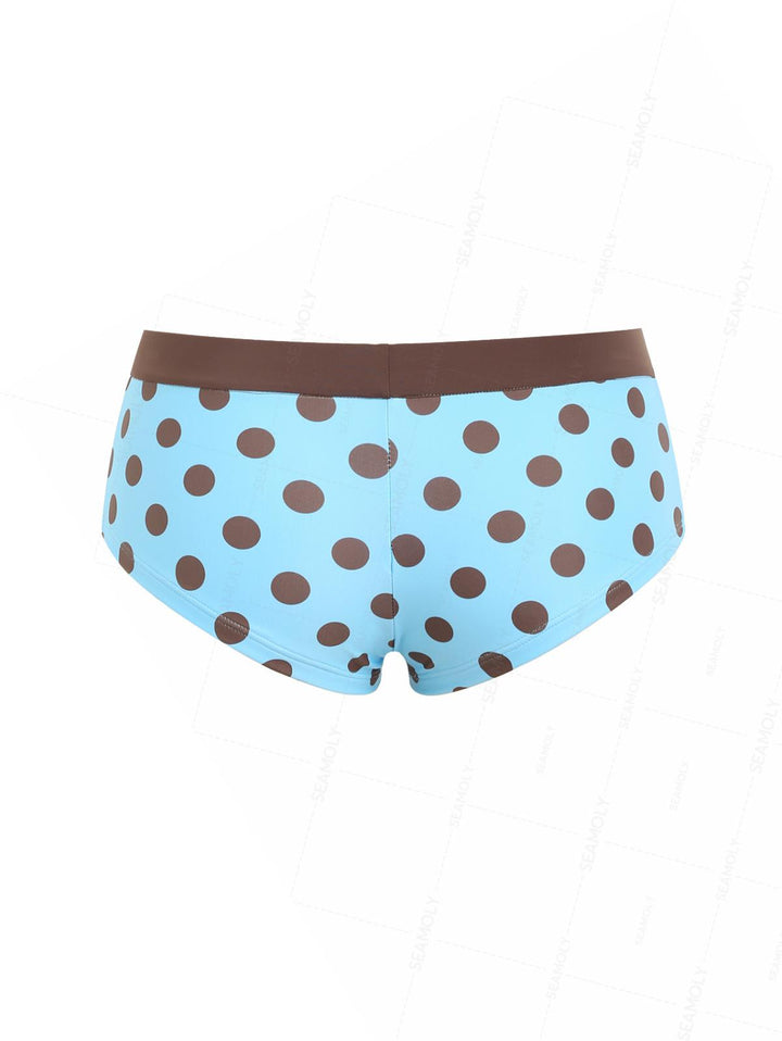 Seamolly Polka Dot Print Bikini Bottom Cheeky Swim Boyshorts