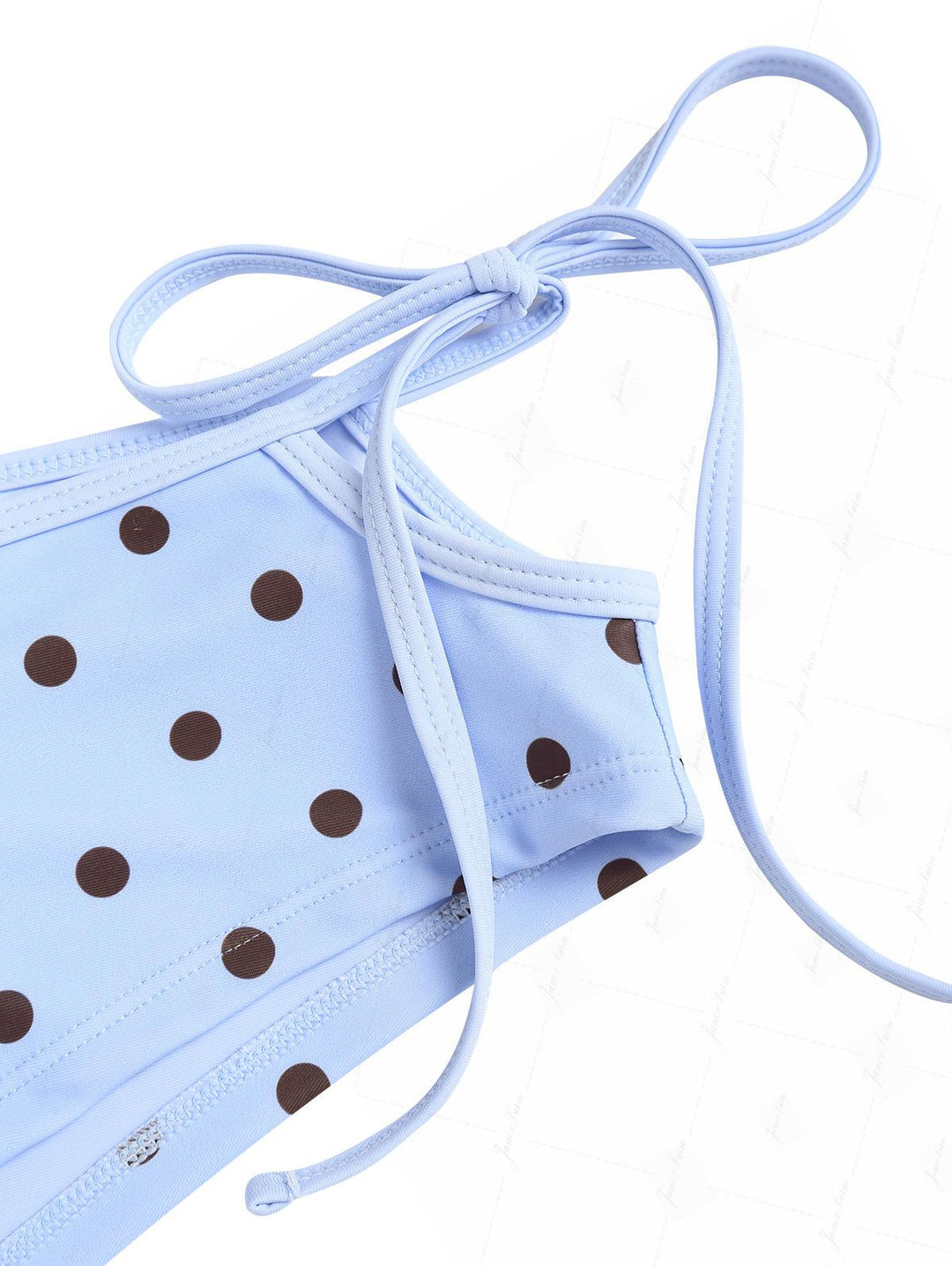Sky Blue Polka Dot Reversible Triangle Top & Cutout Tie Cheeky Boyshorts Bikini Set