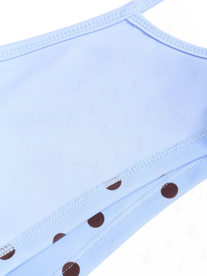 Sky Blue Polka Dot Reversible Triangle Top & Cutout Tie Cheeky Boyshorts Bikini Set