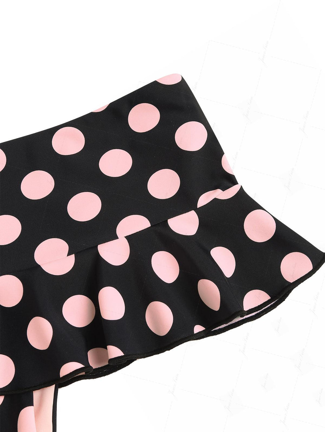 Pink Vintage Polka Dot Print Double Layer Top & Skirted Bottom Bikini Set