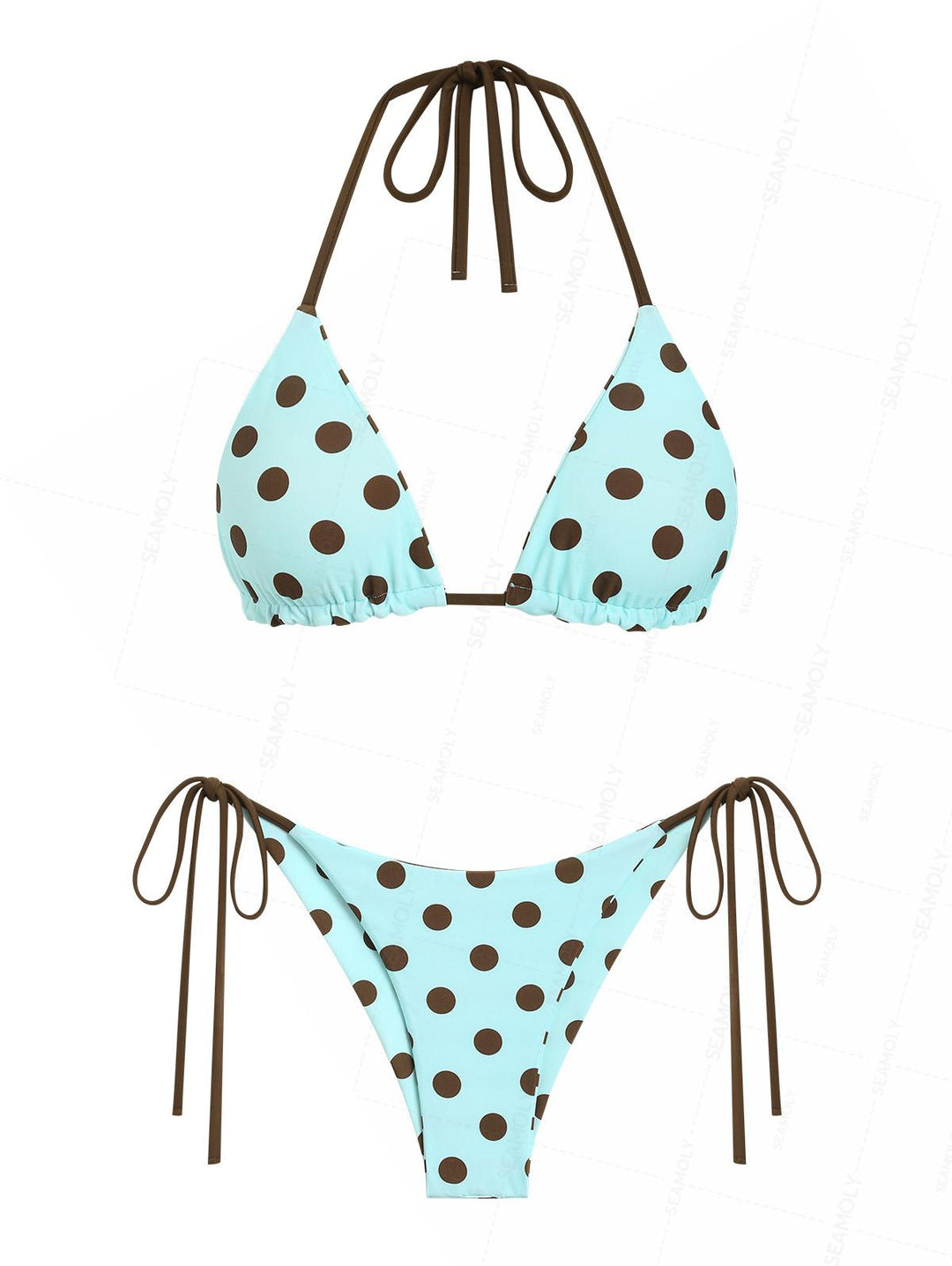 Seamolly Polka Dot Triangle Top & Cheeky Brazilian Bottom Reversible Multiway Bikini Set