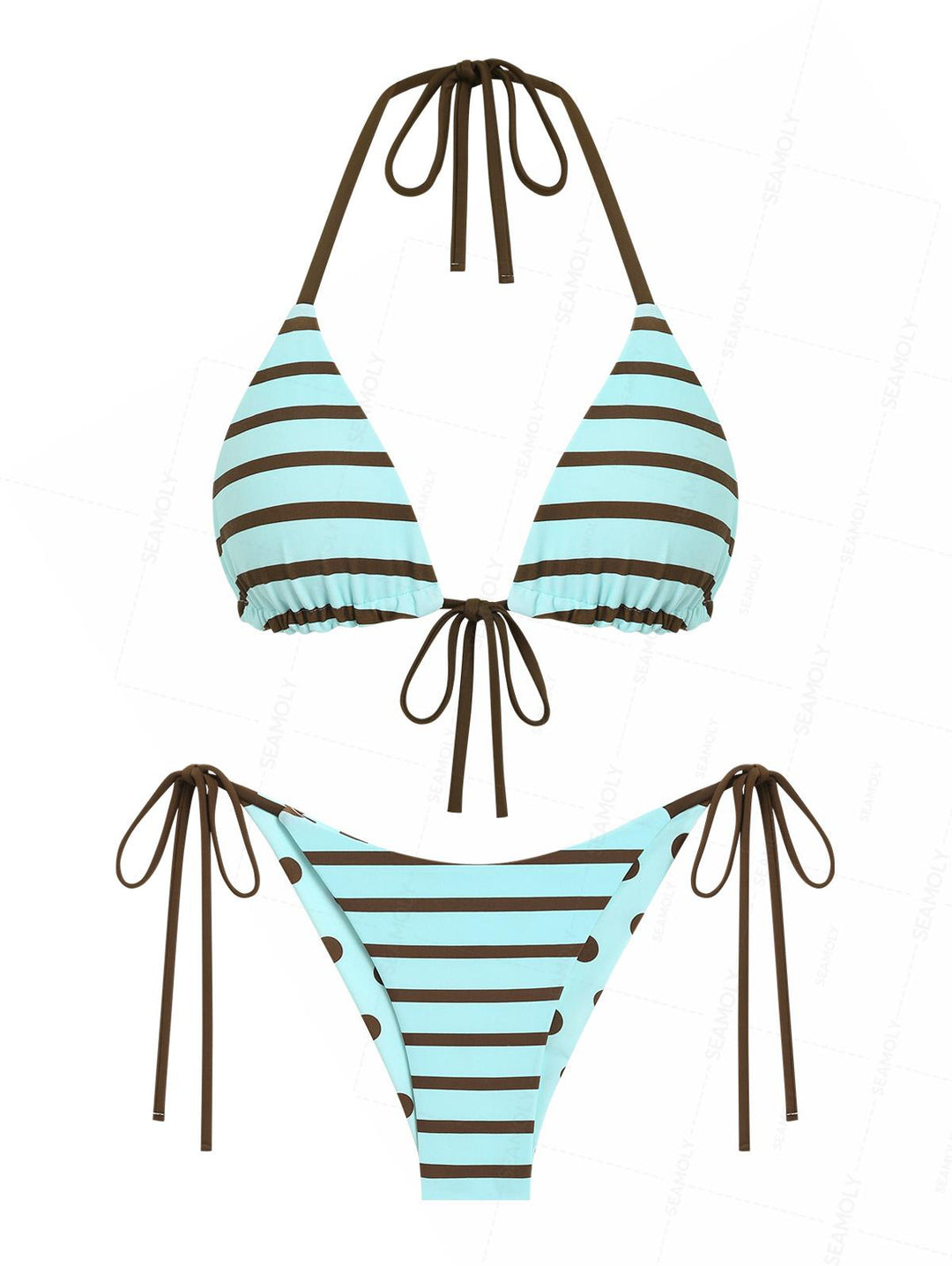Seamolly Polka Dot Triangle Top & Cheeky Brazilian Bottom Reversible Multiway Bikini Set