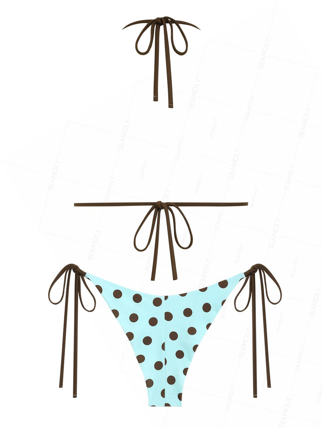 Seamolly Polka Dot Triangle Top & Cheeky Brazilian Bottom Reversible Multiway Bikini Set