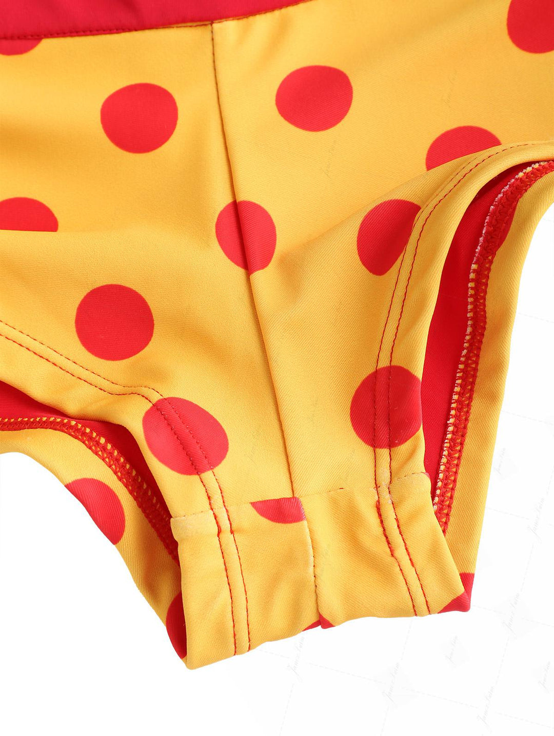 Yellow Polka Dot Print Double Layer Top & Cheeky Boyshorts Bikini Set