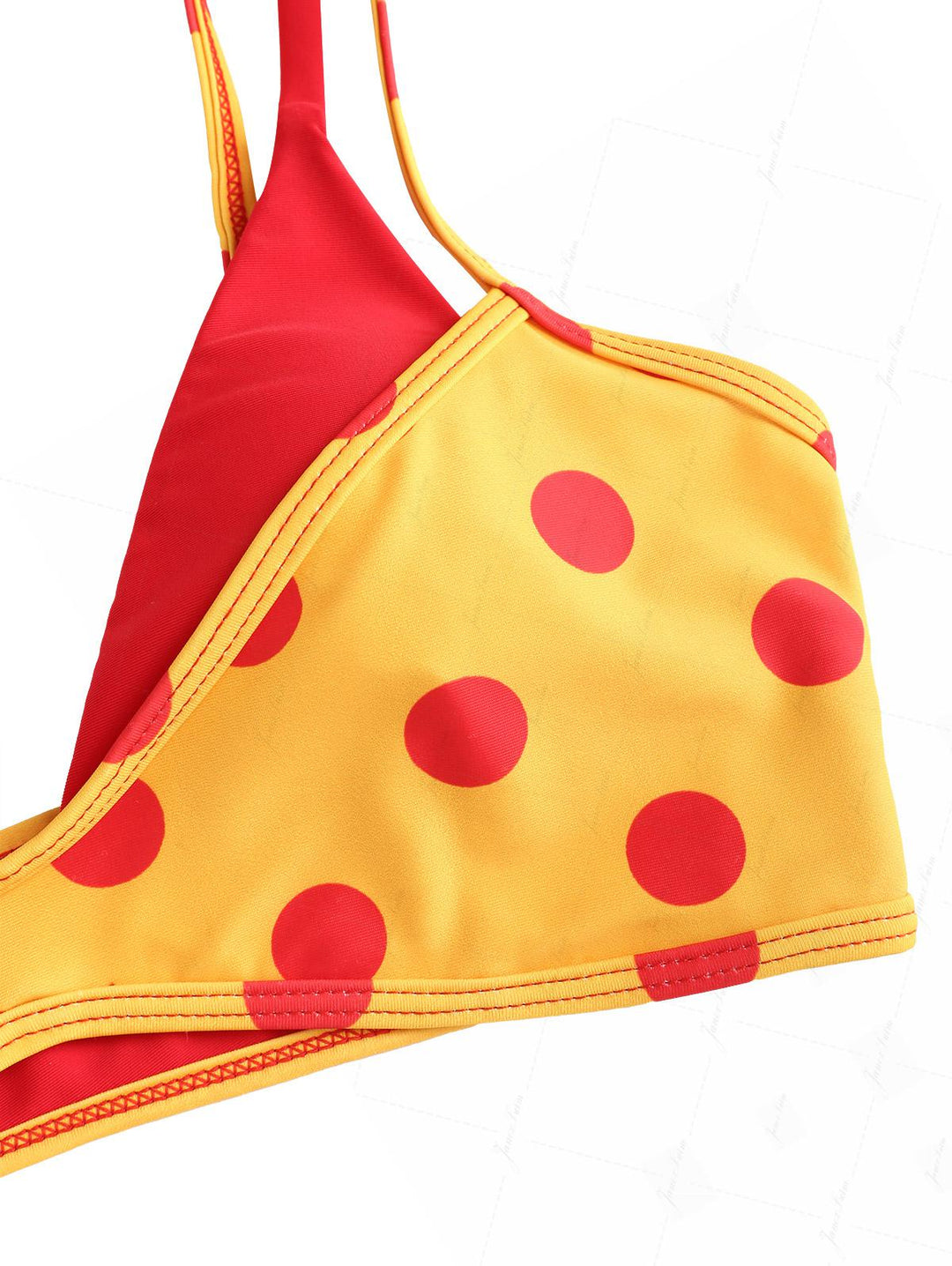 Yellow Polka Dot Print Double Layer Top & Cheeky Boyshorts Bikini Set