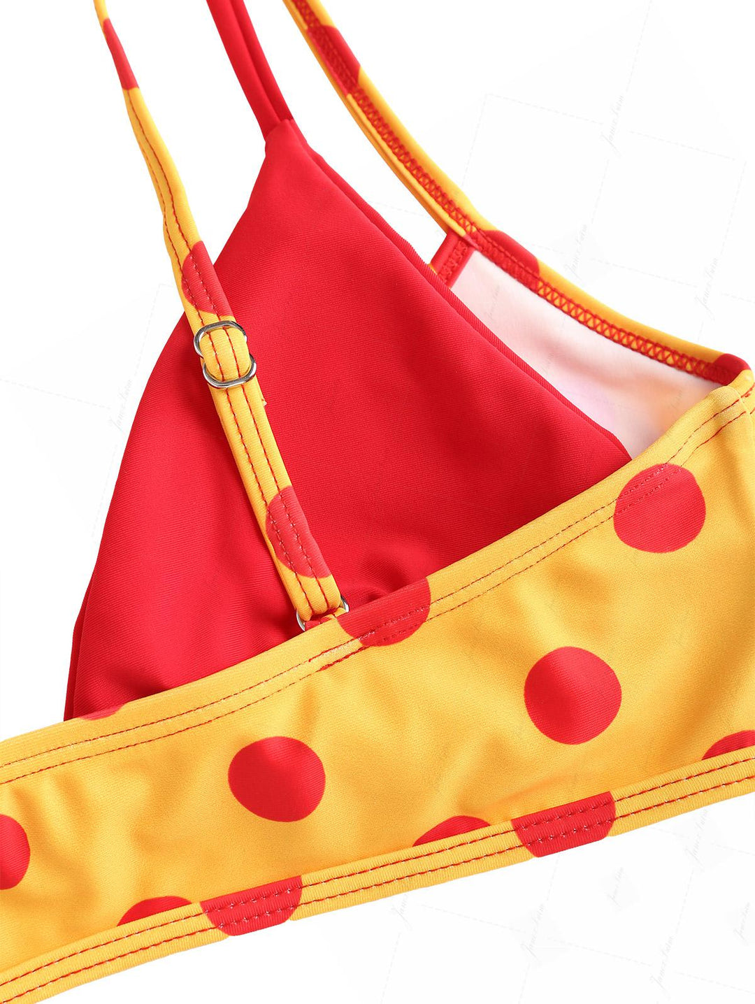Yellow Polka Dot Print Double Layer Top & Cheeky Boyshorts Bikini Set