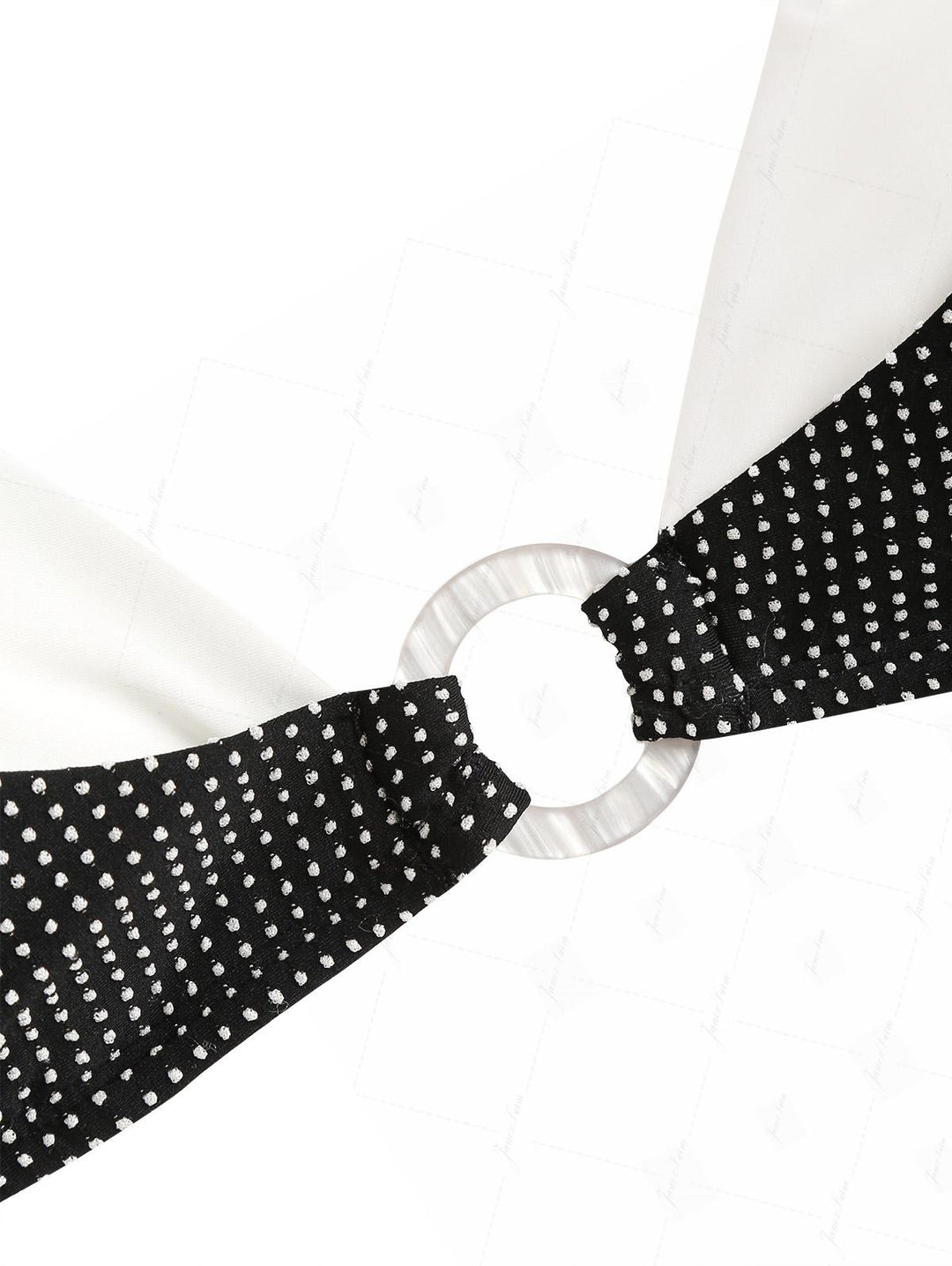 Black Pin Dot Jacquard O Ring Double Layer Bikini Set