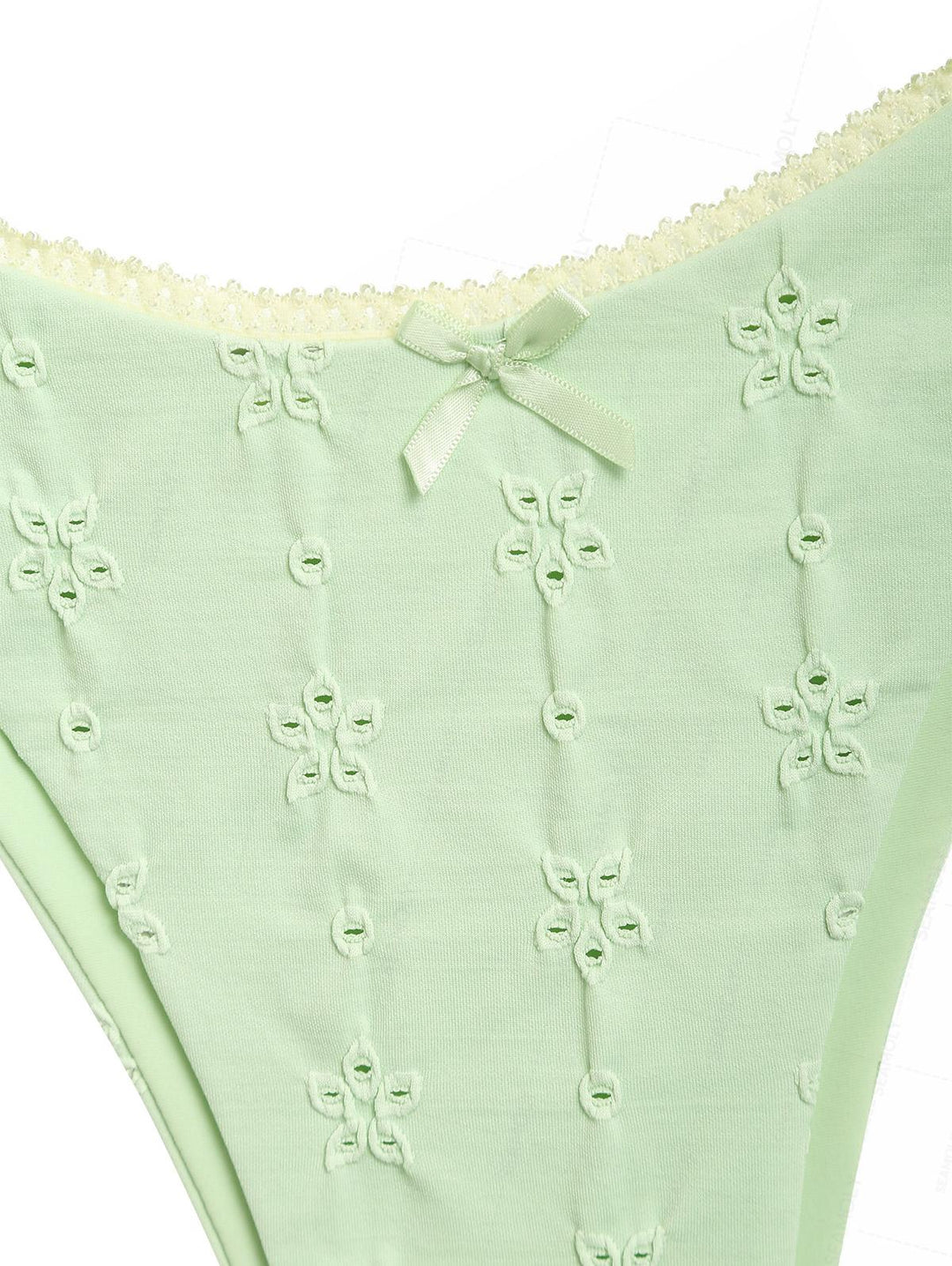 Seamolly 3 Piece Recycled Fabric Jacquard Lace Bowknot Cheeky Boyshort Bikini Set