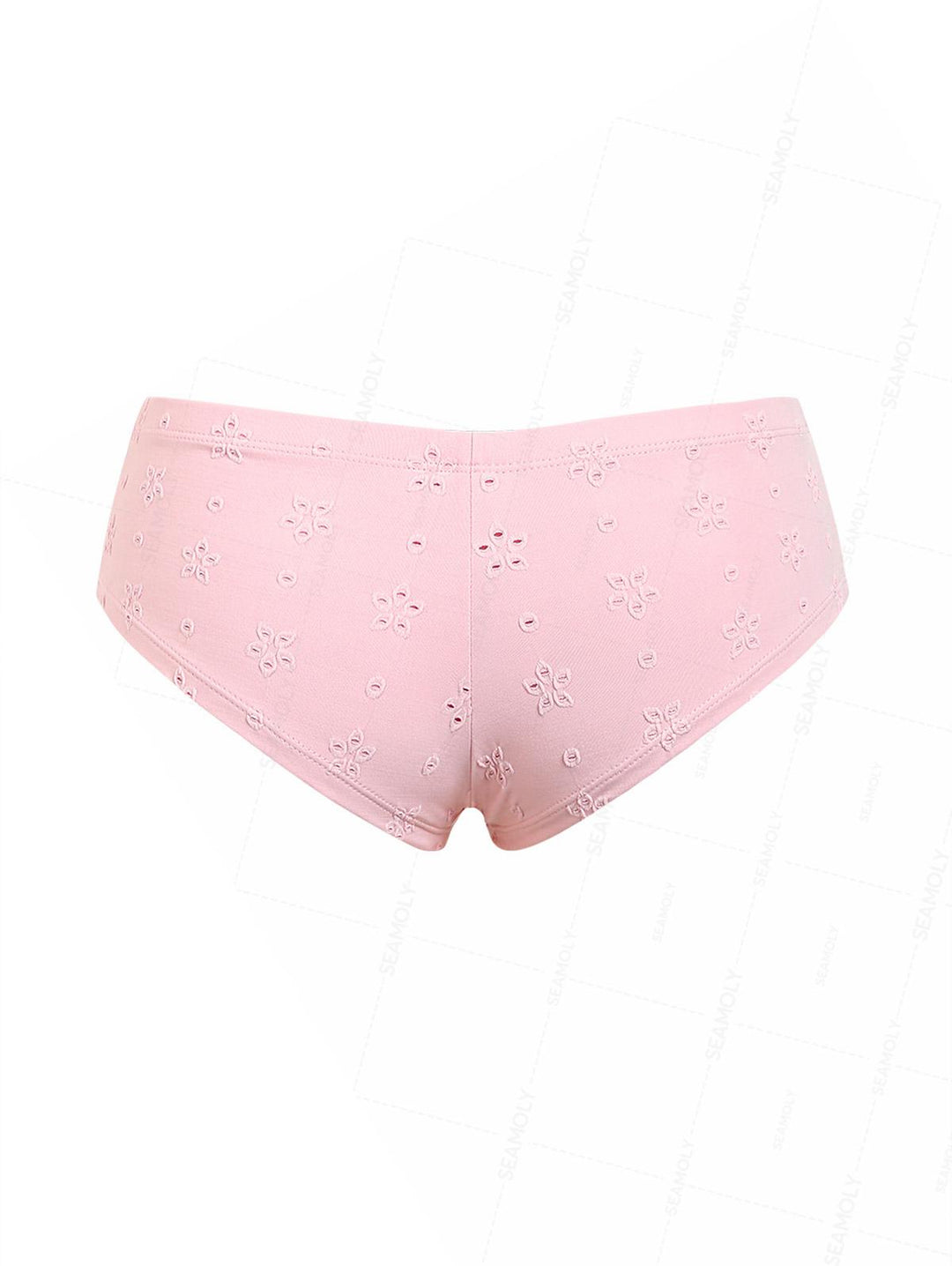 Seamolly 3 Piece Recycled Fabric Jacquard Lace Bowknot Cheeky Boyshort Bikini Set